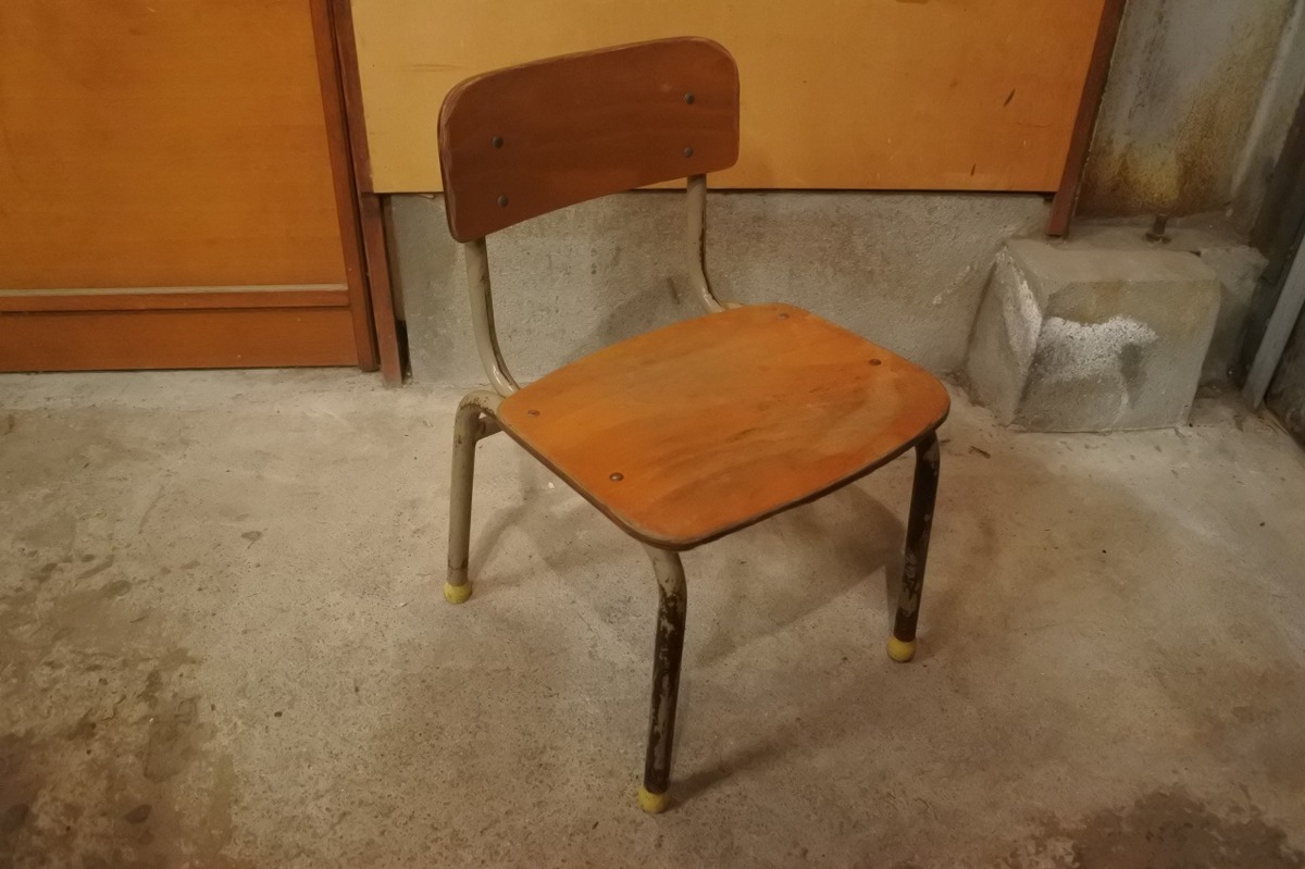 レトロ 学校 幼稚園 椅子/アンティーク ビンテージ ヴィンテージ イス 子供 木製L3_画像2