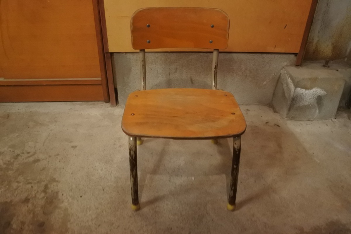 レトロ 学校 幼稚園 椅子/アンティーク ビンテージ ヴィンテージ イス 子供 木製L3_画像3