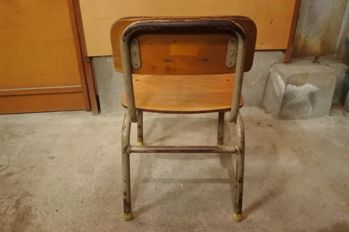 レトロ 学校 幼稚園 椅子/アンティーク ビンテージ ヴィンテージ イス 子供 木製L3_画像7