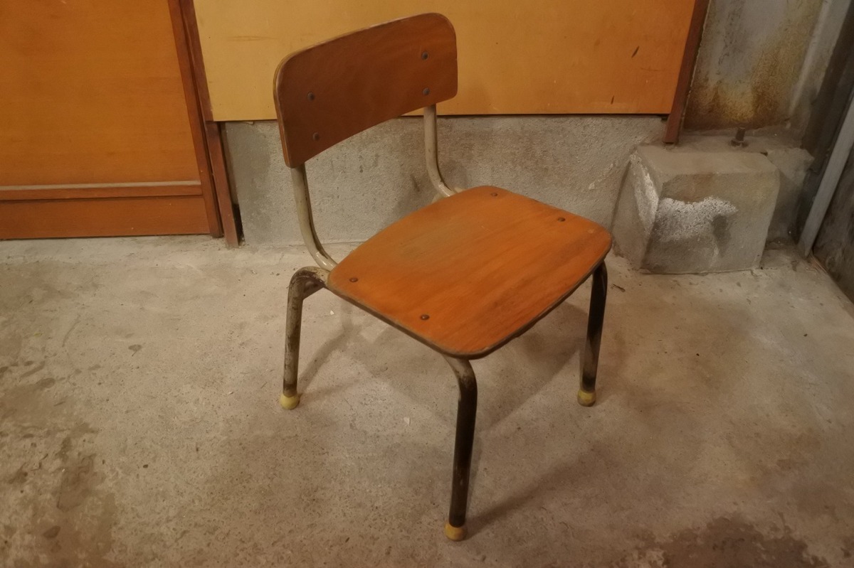 レトロ 学校 幼稚園 椅子/アンティーク ビンテージ ヴィンテージ イス 子供 木製L2_画像2
