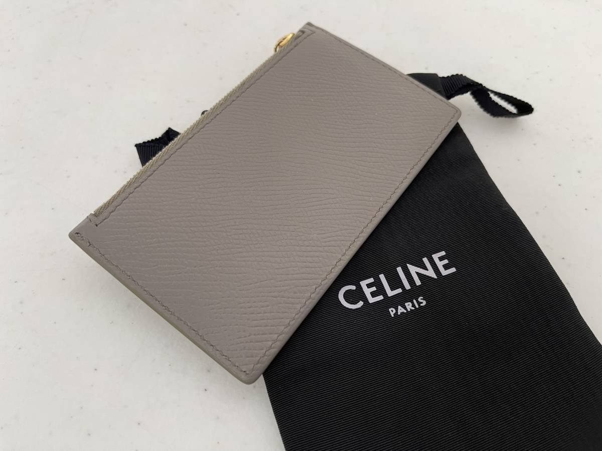 【中古】CELINE セリーヌ コンパクト ジップドカードホルダー カードケース コインケース パスケース グレーベージュ_画像2