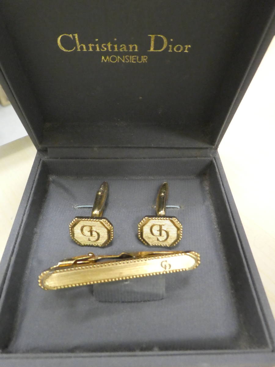 Dior ディオール カフス・タイピンセット CDロゴ ラインストーン ビジュー-