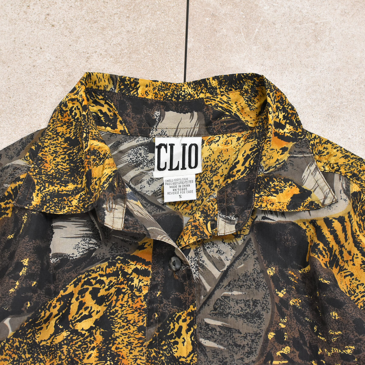 90s CLIO leopard pattern silk 2pieccメンズ M相当 ユニセックスサイズ 90s ヒョウ柄 シルク セットアップ 総_画像6