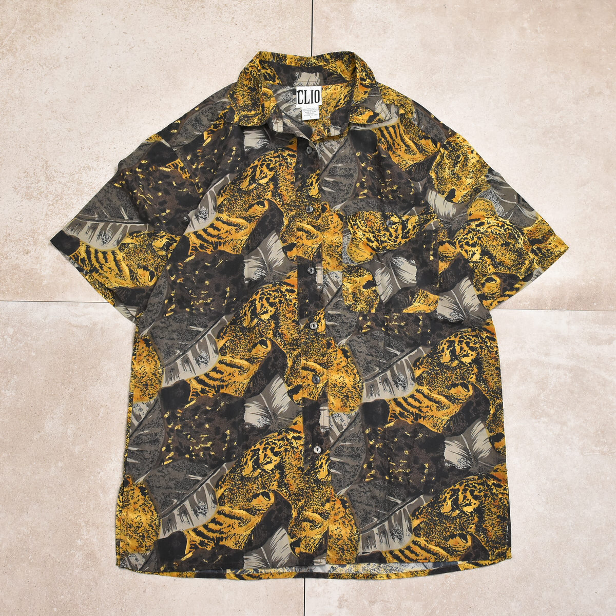 90s CLIO leopard pattern silk 2pieccメンズ M相当 ユニセックスサイズ 90s ヒョウ柄 シルク セットアップ 総_画像2