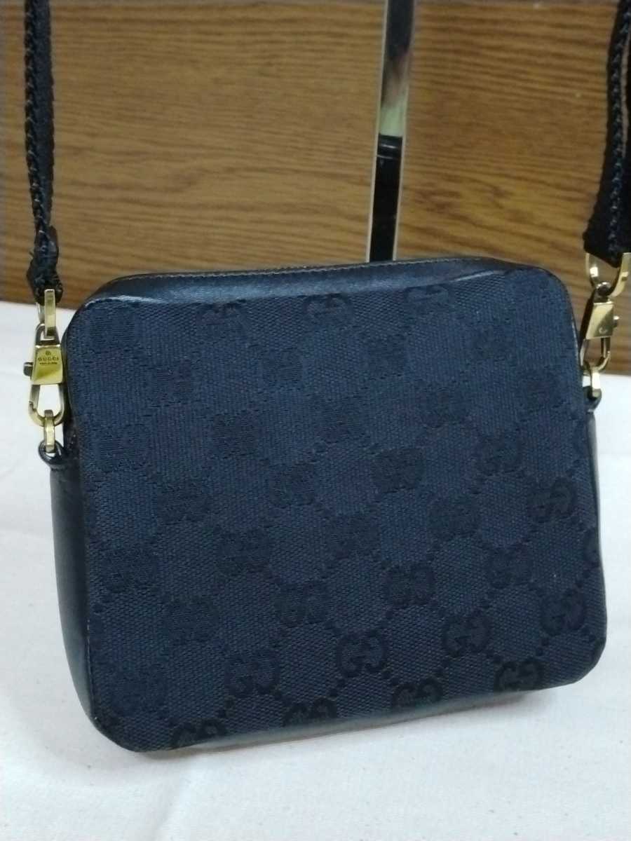 中古 GUCCI グッチ マイクロバッグ ミニ とても小さなバッグ GG柄キャンバス×レザー 黒 保存袋付き 送料無料_画像3