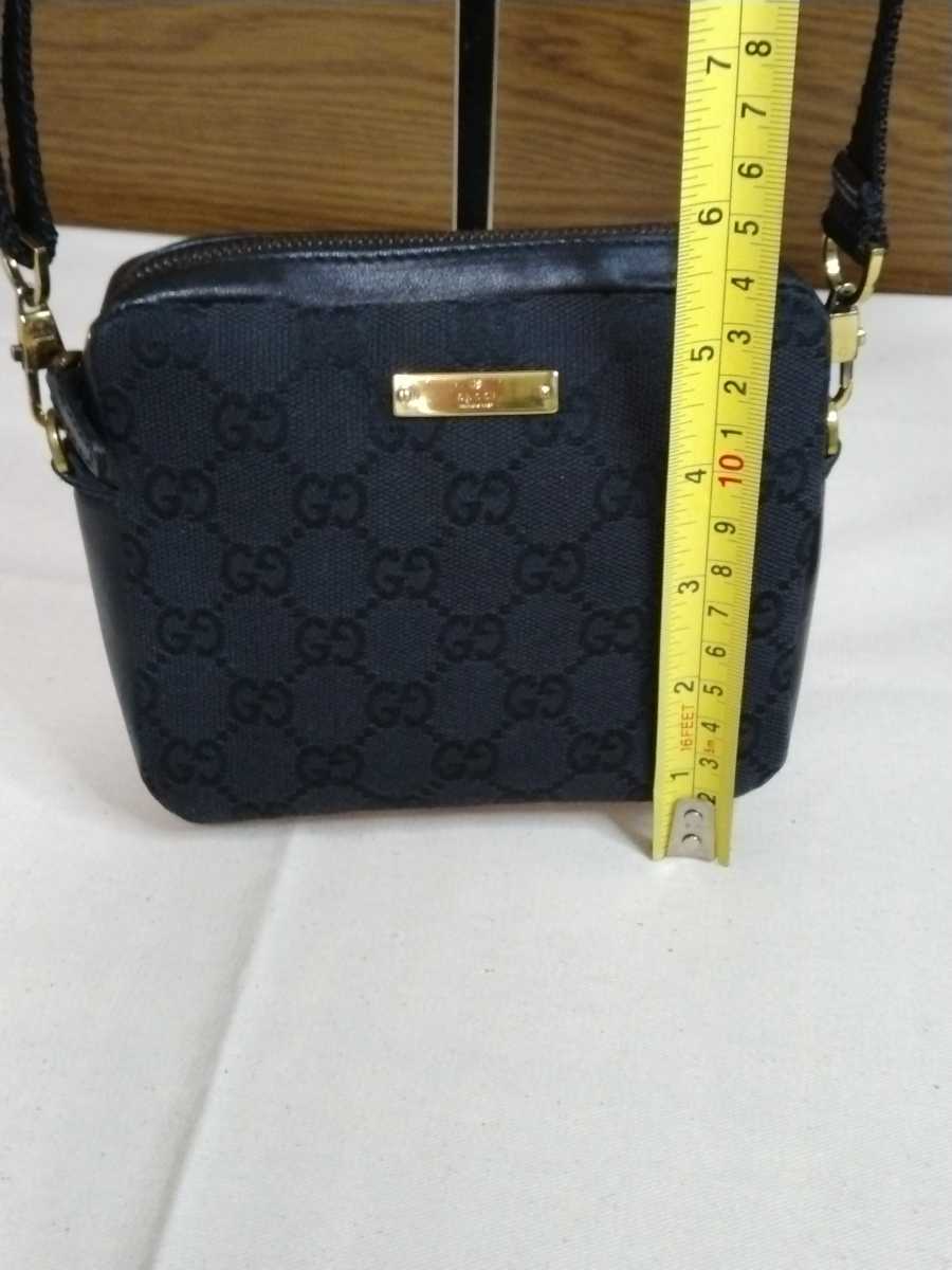 中古 GUCCI グッチ マイクロバッグ ミニ とても小さなバッグ GG柄キャンバス×レザー 黒 保存袋付き 送料無料_画像10