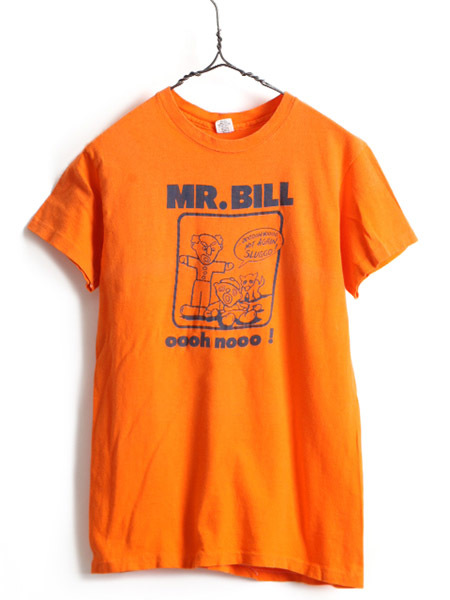 70s USA製 ビンテージ ■ MR.BILL キャラクター プリント 半袖 Tシャツ ( M メンズ レディース 小さめ S 程) 古着 70年代 HANES ヘインズ_画像1