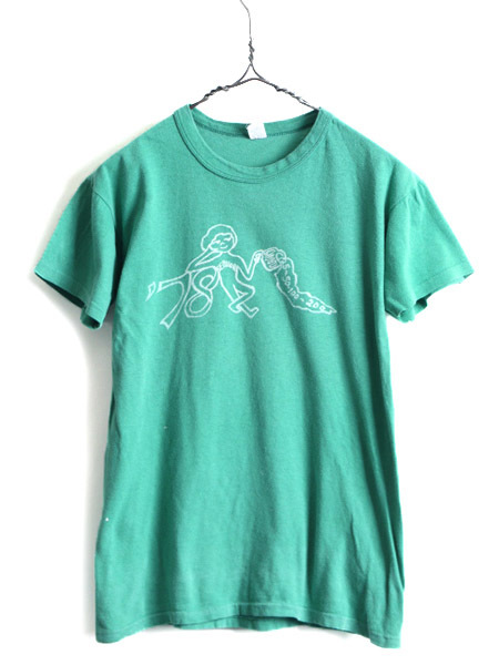 70s USA製 ビンテージ ■ キャラクター プリント 半袖 Tシャツ ( M 小さめ メンズ レディース S 程) 70年代 半袖Tシャツ シングルステッチ