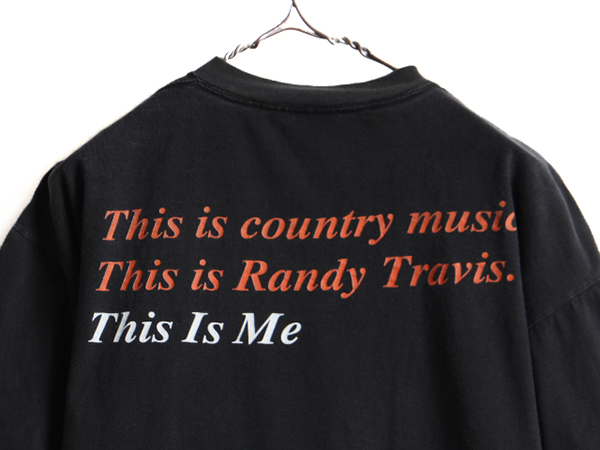 90s 大きいサイズ XL ★ ランディ トラビス This is Me プリント 半袖 Tシャツ ( メンズ ) 古着 90年代 RANDY TRAVIS カントリー ONEITA 黒_画像8