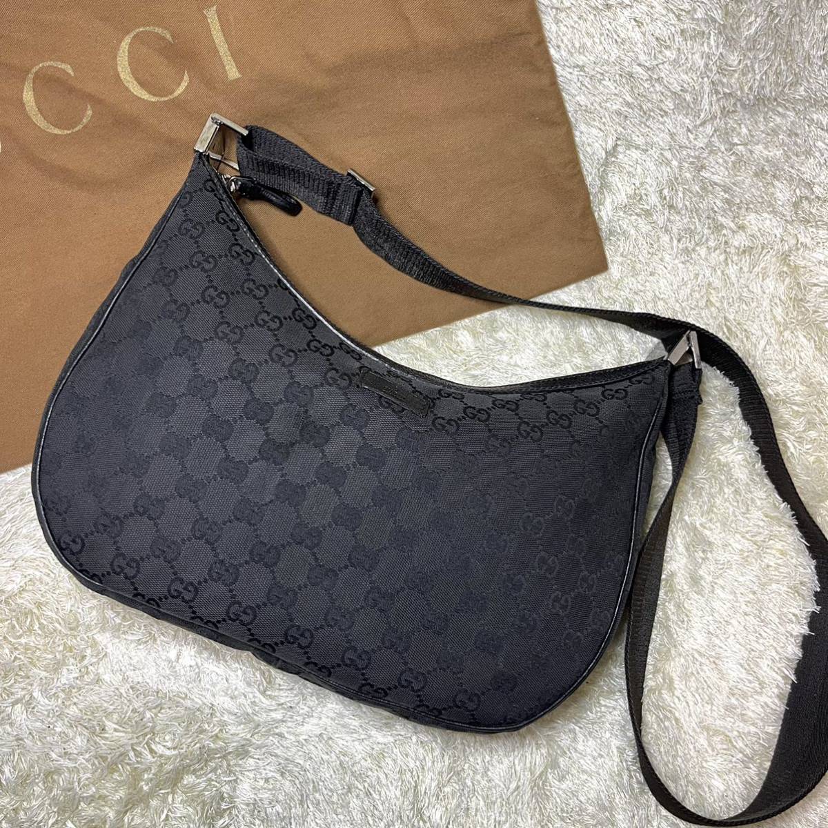 1円【極美品】GUCCI グッチ ショルダーバッグ キャンバス GG柄 ハーフ