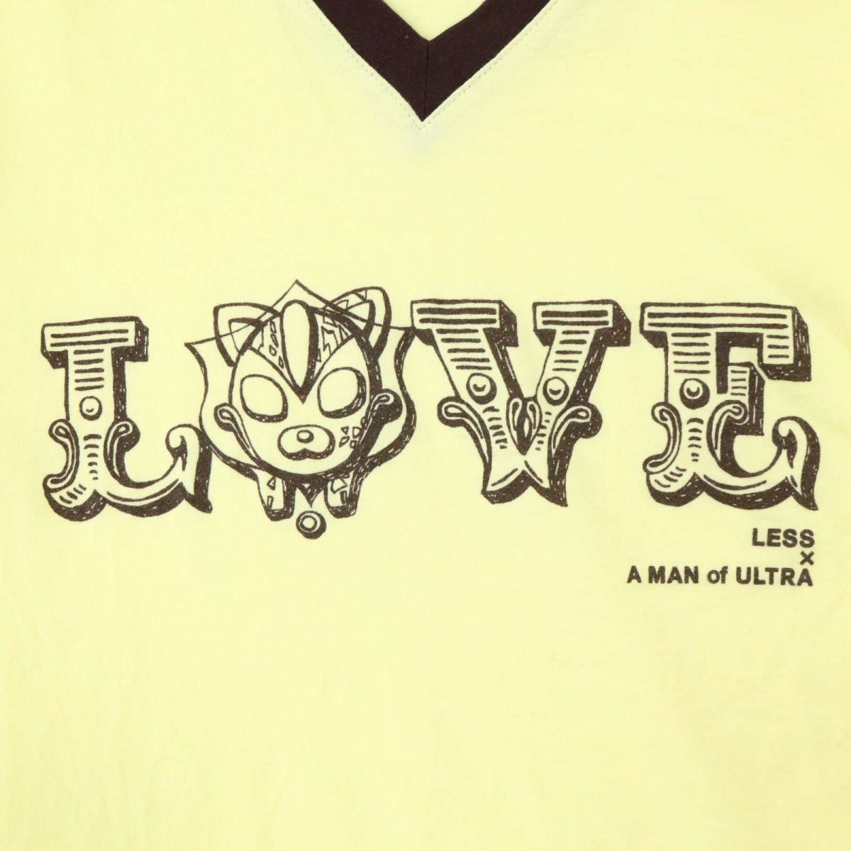 LOVELESS × A MAN of ULTRA ラブレス ウルトラマン コラボ★ 半袖 薄手 Vネック カットソー Tシャツ Sz.1　メンズ 日本製　C2T05178_6#D_画像4