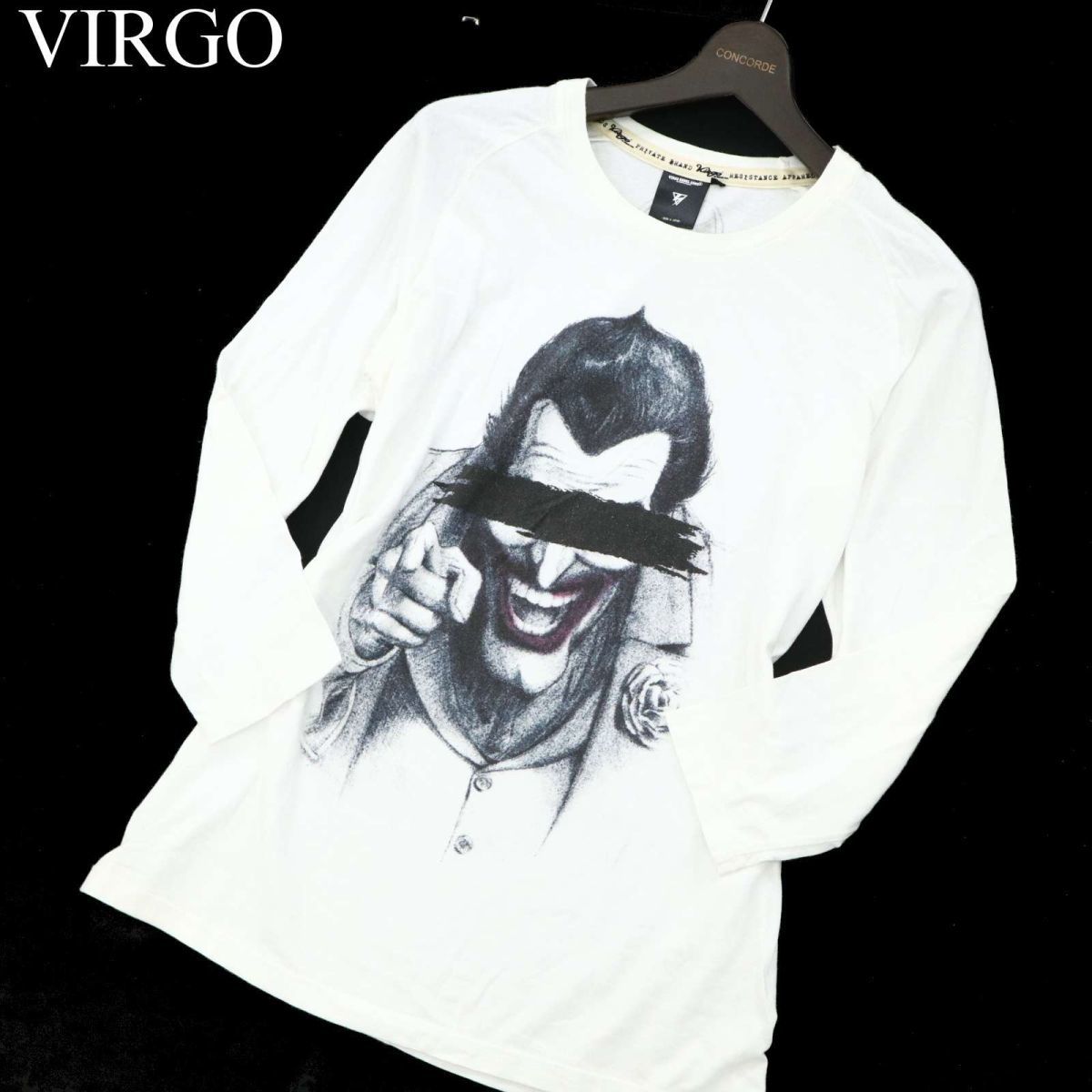 VIRGO ヴァルゴ 七分袖 ジョーカー プリント カットソー Tシャツ Sz.2　メンズ 白　C2T05596_6#A_画像1