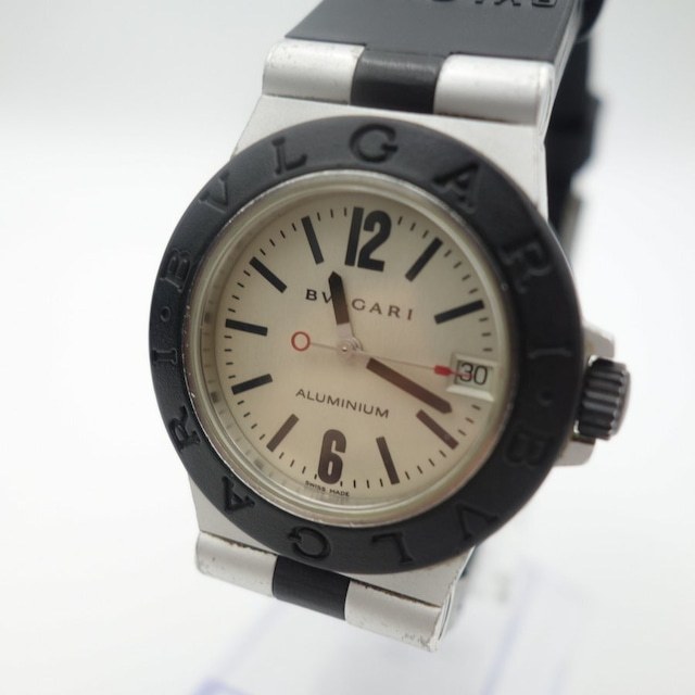 BVLGARI ブルガリ アルミニウム AL32TA デイト ラバー 腕時計 メンズ
