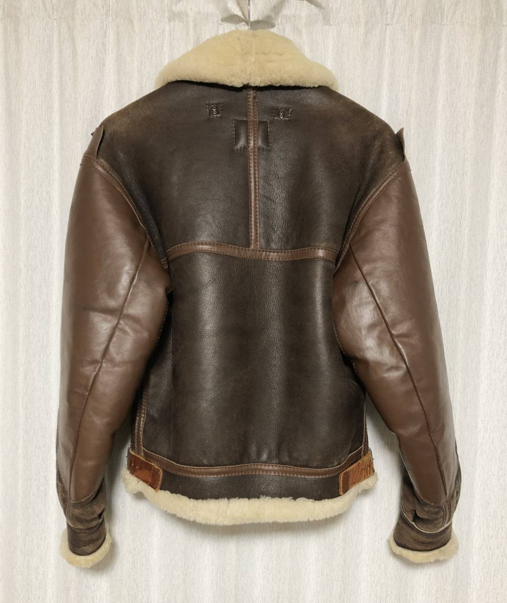 [INSIGNIA LEATHER] B-3 large war model mouton flight leather jacket 34 USA made in signia leather 