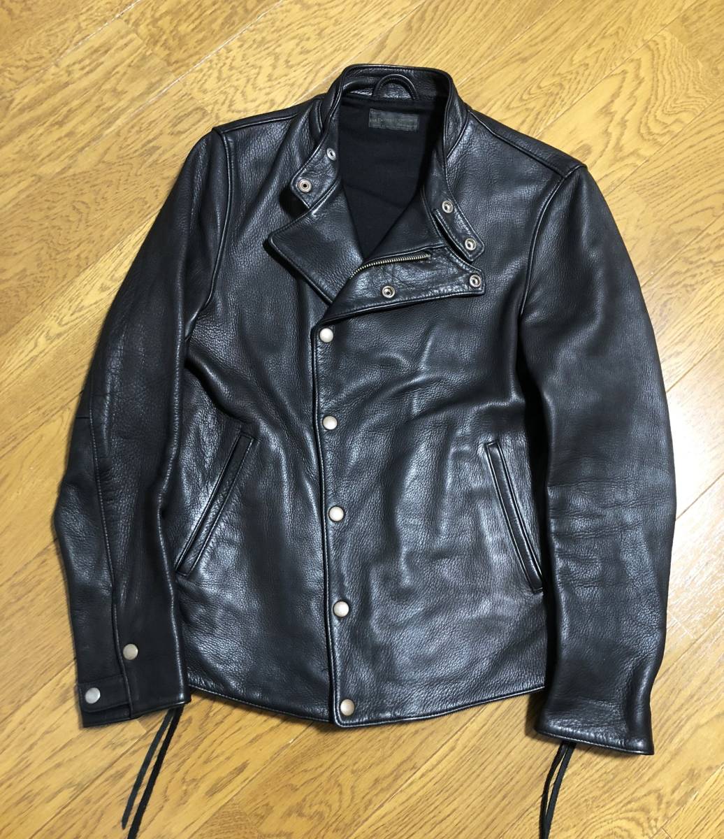  beautiful goods *[FAR EASTERN ENTHUSIAST] special order THE GREAT SMOKY Dias gold Rider's leather jacket deer leather S black FEE F.E.E