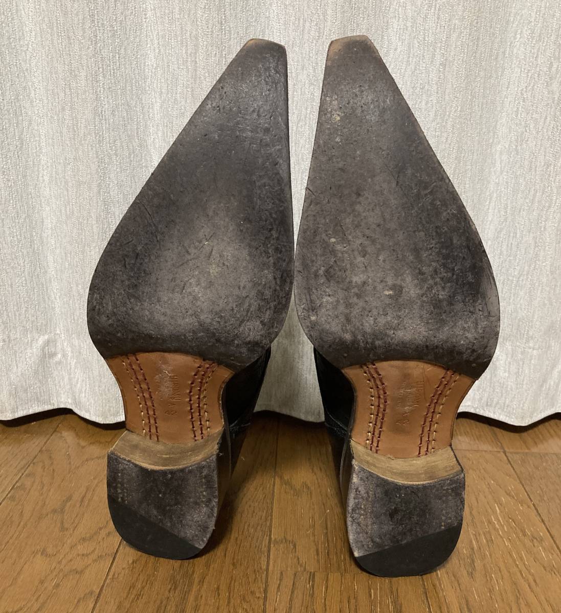 [HIROMU TAKAHARA] 圧縮加工 レザーヒールシューズ 42 ブラック 革靴 ブーツ 日本製 ヒロムタカハラ_画像4