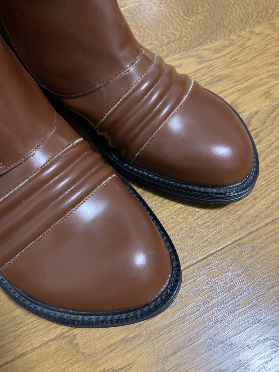 Jean Paul Gaultier Brown Side Zip Jogger Leather Long Boots Jean Paul Gaultier Brown Side Zip Jogger Leather Long Boots
