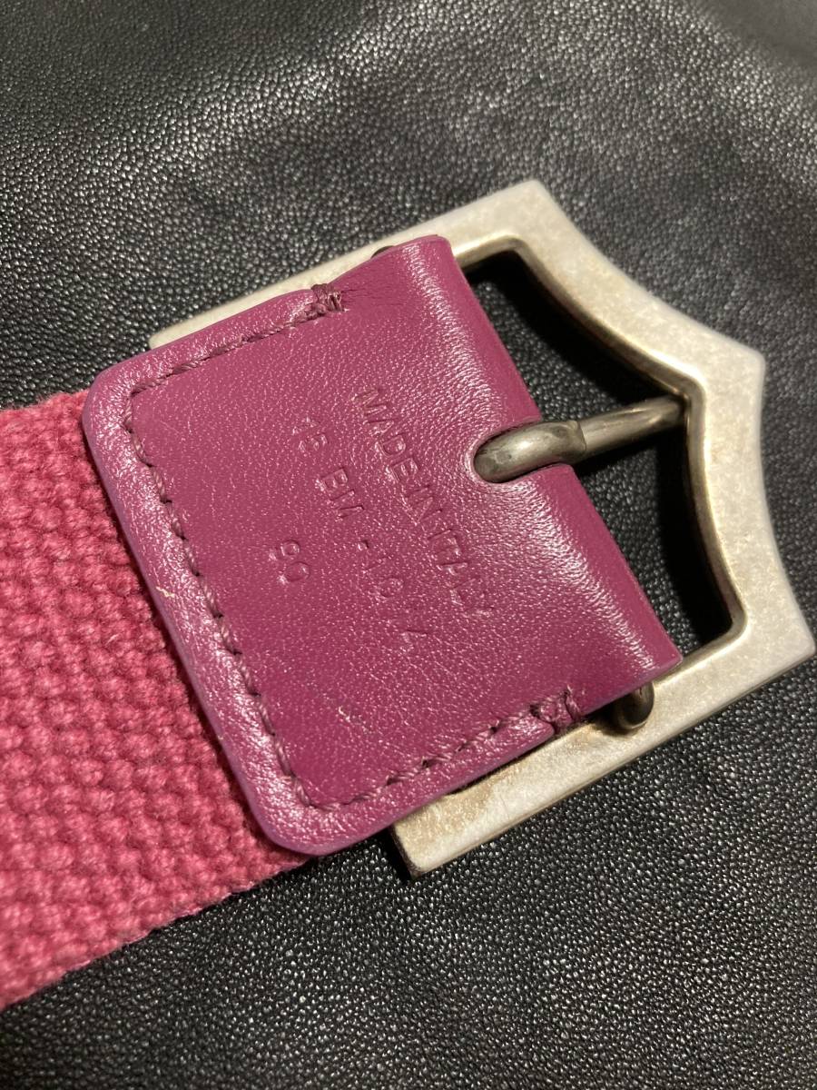  regular goods *[Dior homme] Eddie period D buckle color canvas belt 90 pink Italy made Dior Homme 