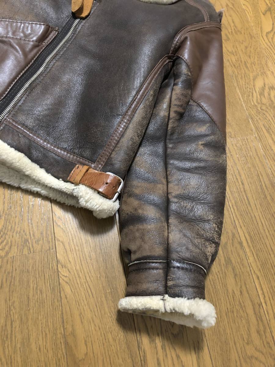 [INSIGNIA LEATHER] B-3 large war model mouton flight leather jacket 34 USA made in signia leather 