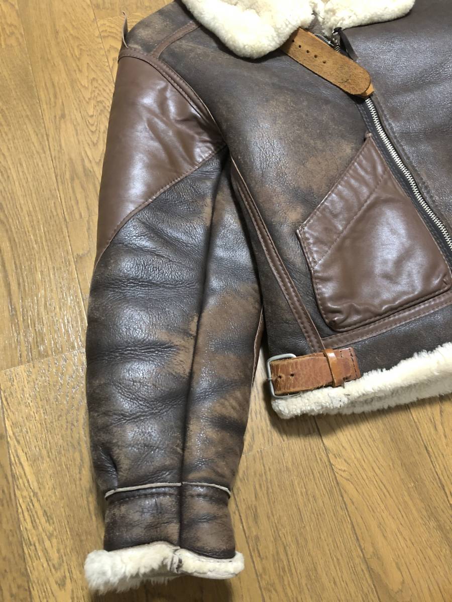 [INSIGNIA LEATHER] B-3 large war model mouton flight leather jacket 34 USA made in signia leather 