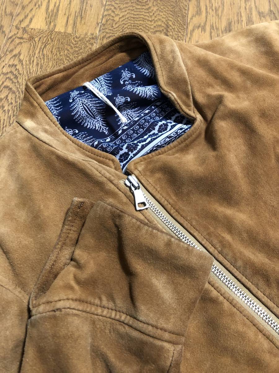 [m's braque×RAWLIFE] 17AW 定価194,400 w-zip riders ゴートスエード ダブルライダース レザージャケット 38 やぎ革 エムズブラック_画像3