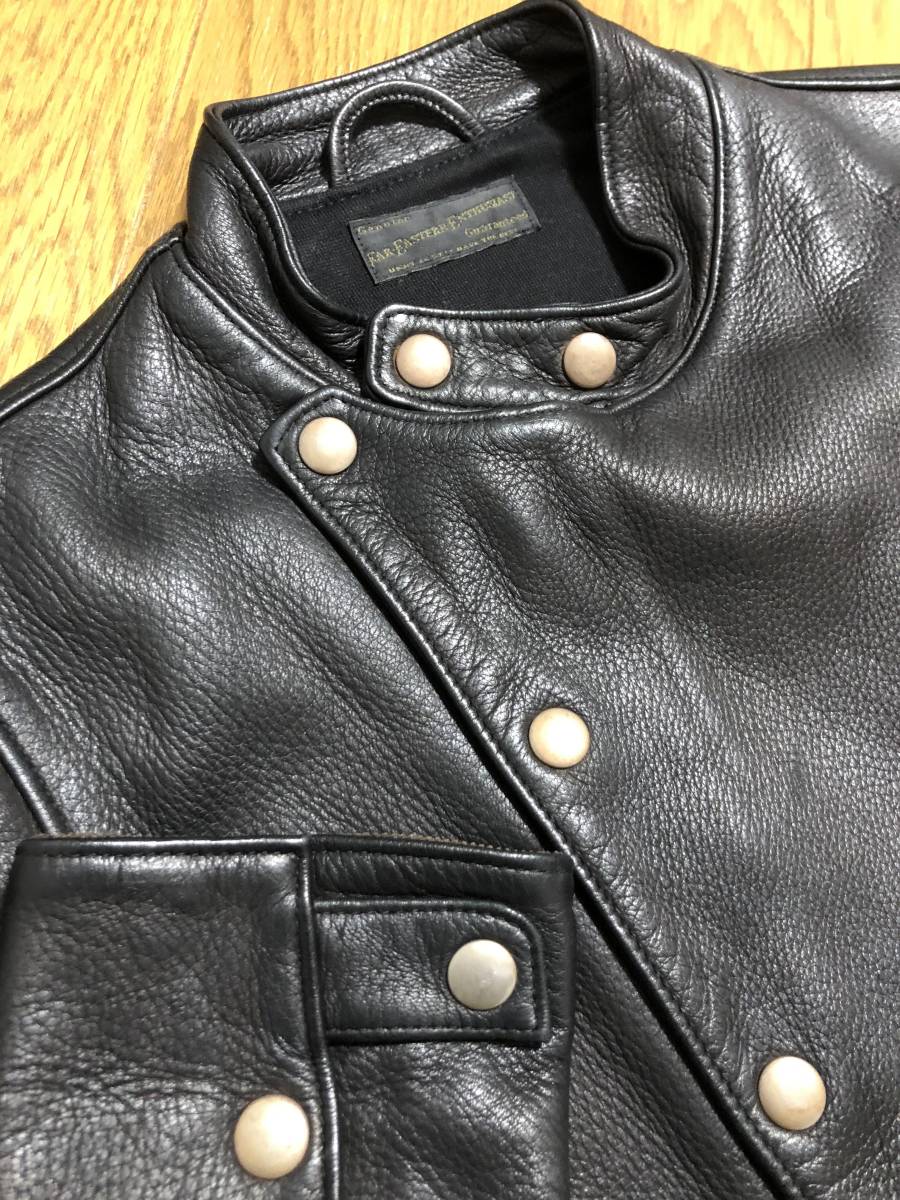  beautiful goods *[FAR EASTERN ENTHUSIAST] special order THE GREAT SMOKY Dias gold Rider's leather jacket deer leather S black FEE F.E.E