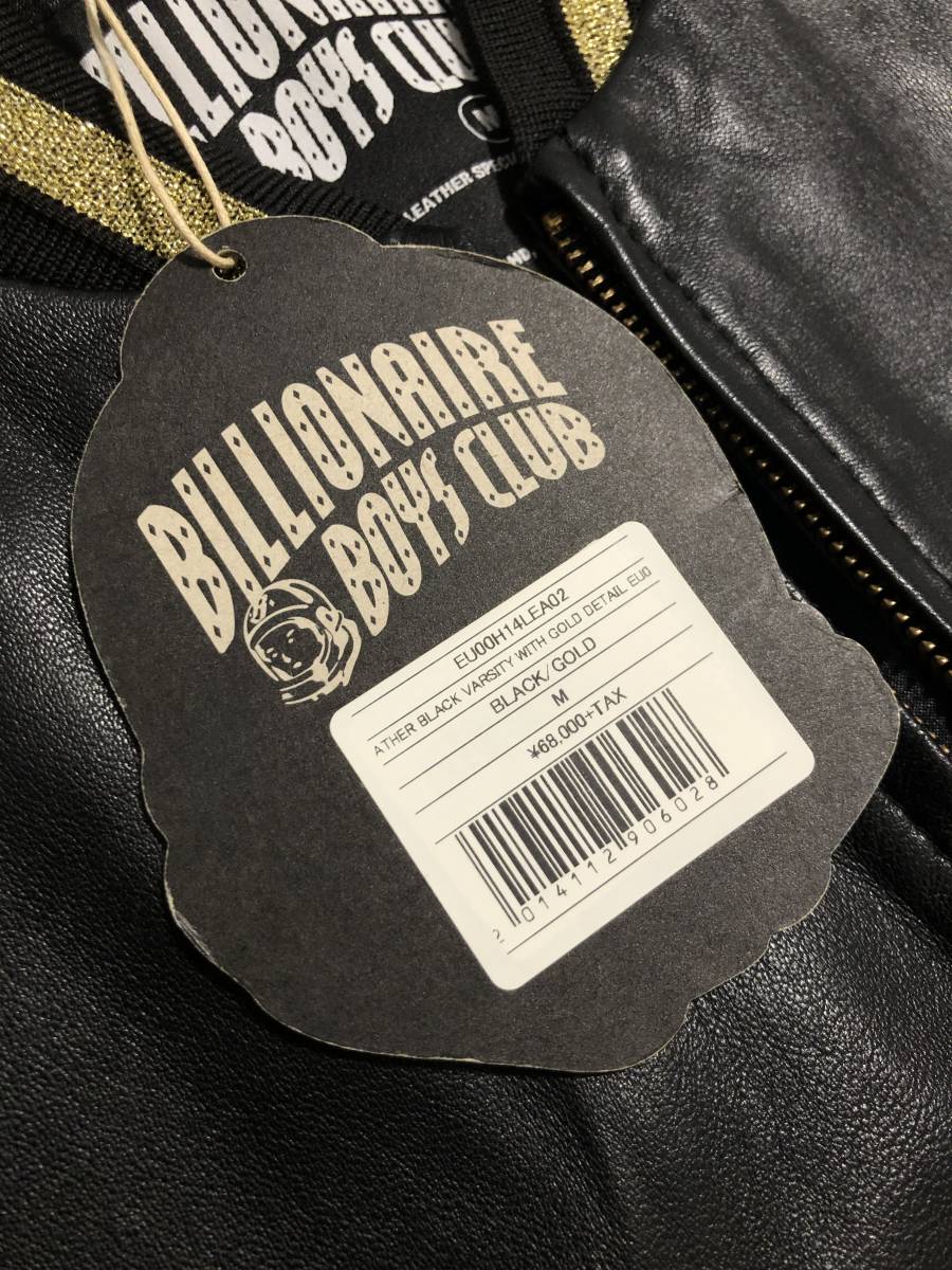 美品☆[BILLIONAIRE BOYS CLUB] 定価73,440 刺繍 オールレザースタジャン レザージャケット M 羊革 ブラック BBC ビリオネアボーイズクラブ_画像6