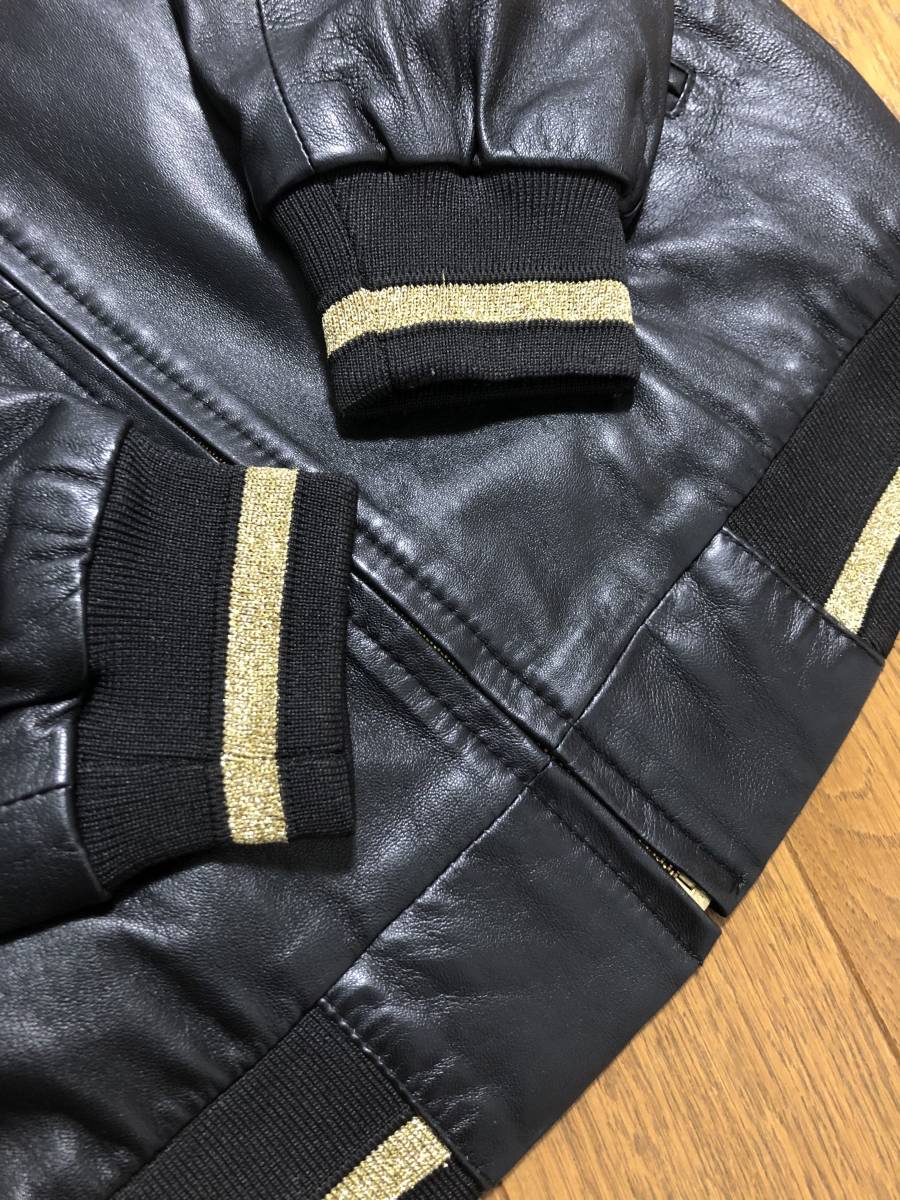  beautiful goods *[BILLIONAIRE BOYS CLUB] regular price 73,440 embroidery all leather stadium jumper leather jacket M sheep leather black BBC Billionaire Boys Club 