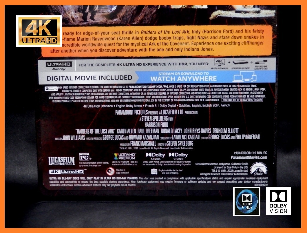 ◆インディ・ジョーンズ 「レイダース 失われたアーク(聖櫃) 4K Ultra HDスチールブック仕様（日本語対応）ハリソン ・フォード_画像6