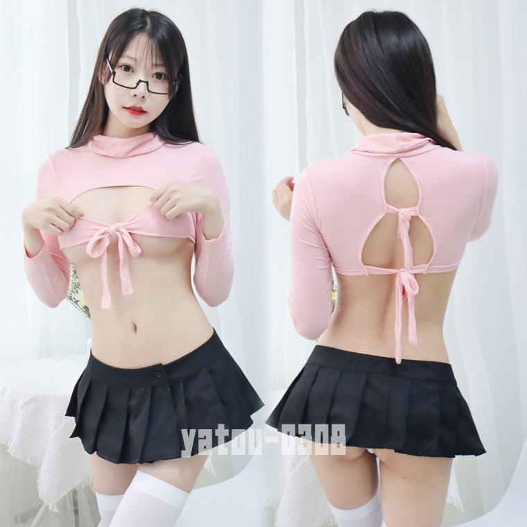 E126 sexy Ran Jerry .. design heso.. tops miniskirt OL secretary woman teacher costume play clothes Night wear 