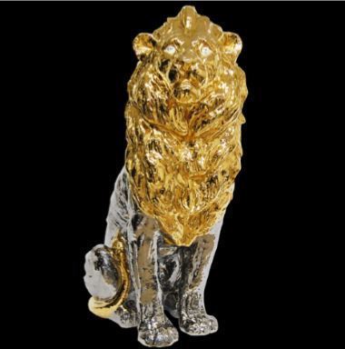 在庫問い合わせてくださいイタリア輸入ゴールドシルバー　ライオンの置物　　ゴールドシルバーライオンのオブジェ