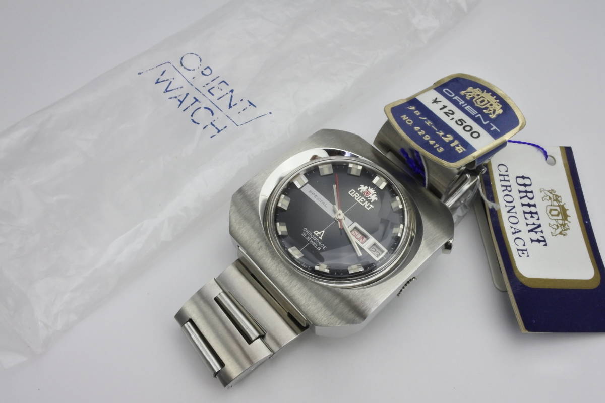  чудо не использовался товар * 1970 годы ORIENT CHRONOACE SPECIAL 21 камень самозаводящиеся часы джентльмен наручные часы с биркой неиспользуемый товар 