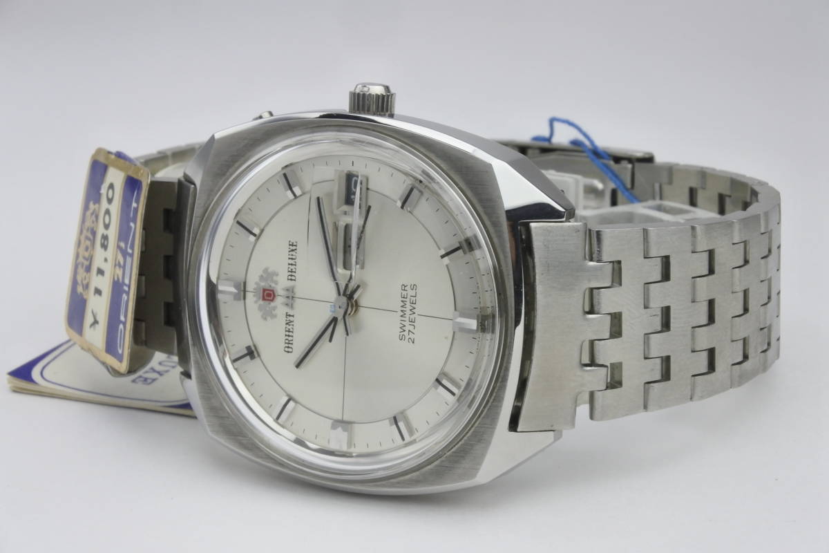 *** чудо не использовался товар 1970 годы ORIENT AAA DELUXE SWIMMER 27 камень самозаводящиеся часы джентльмен наручные часы с биркой неиспользуемый товар 