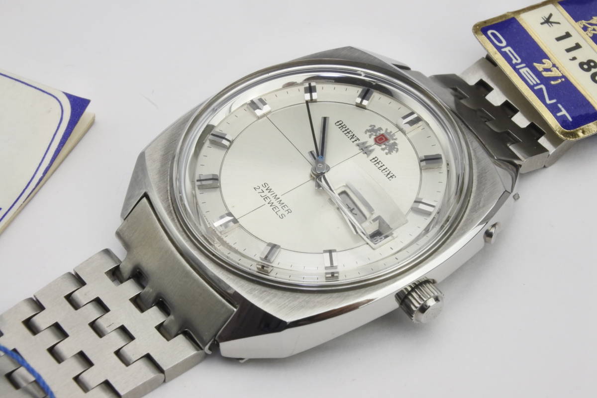 *** чудо не использовался товар 1970 годы ORIENT AAA DELUXE SWIMMER 27 камень самозаводящиеся часы джентльмен наручные часы с биркой неиспользуемый товар 