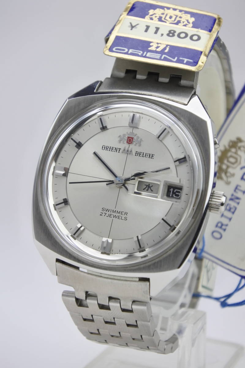 ☆☆☆奇跡未使用品 1970年代 ORIENT AAA DELUXE SWIMMER ２７石 自動巻紳士腕時計 タグ付き デッドストック_画像1