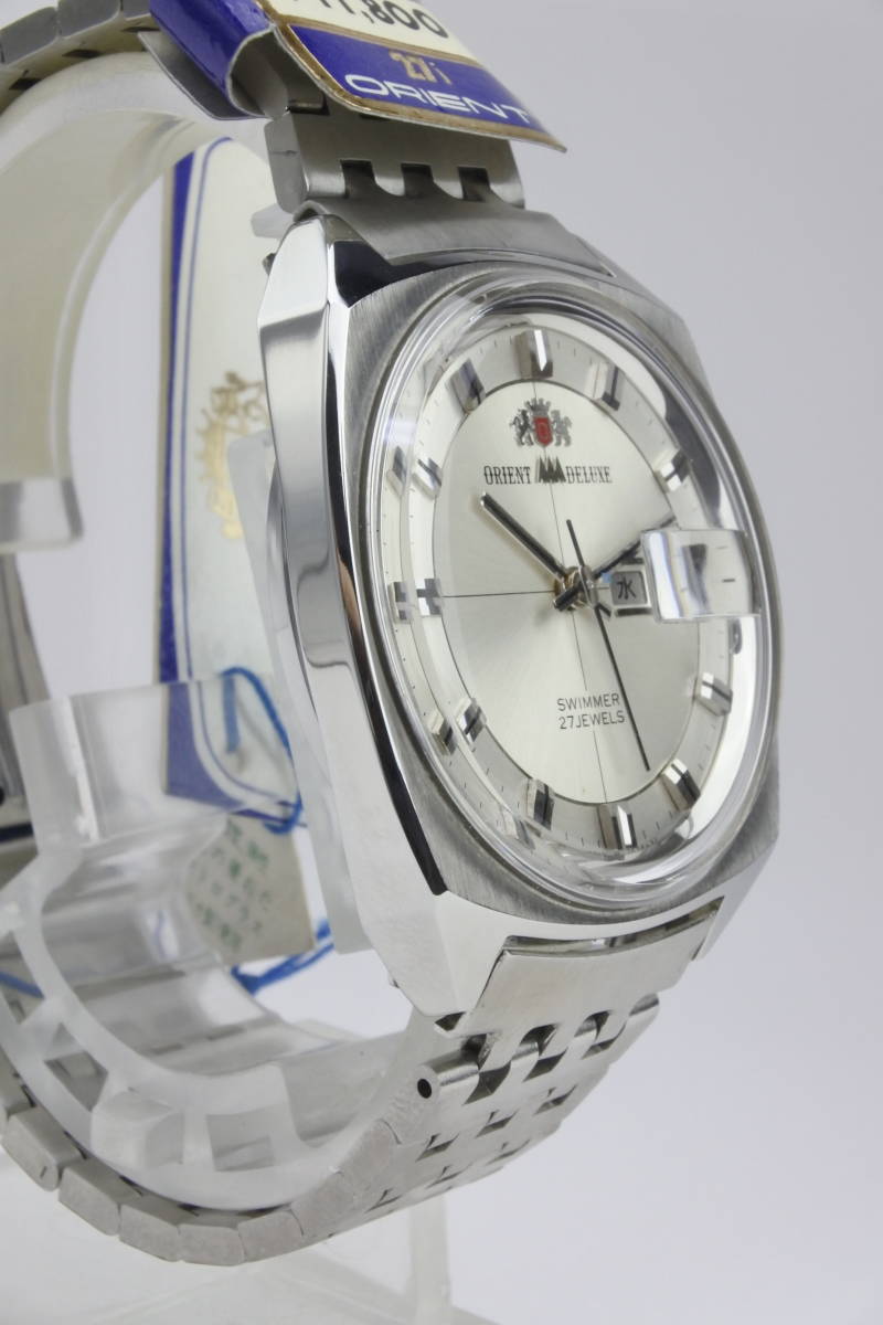 *** чудо не использовался товар 1970 годы ORIENT AAA DELUXE SWIMMER 27 камень самозаводящиеся часы джентльмен наручные часы с биркой неиспользуемый товар 