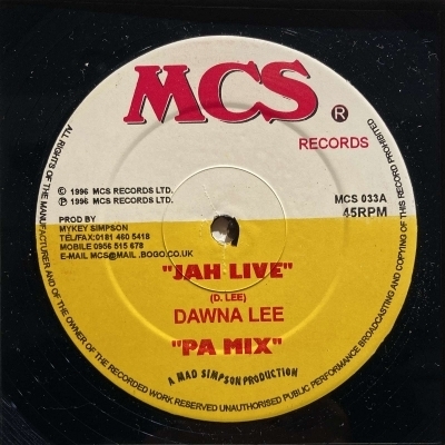 【コピス吉祥寺】DAWNA LEE/JAH LIVE / THIS PLACE(MCS033)_画像1