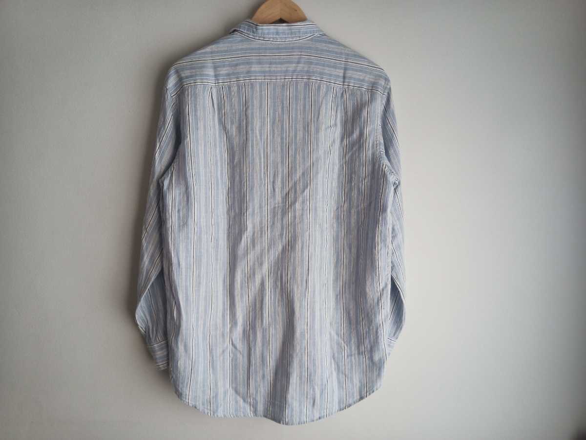 レア 90s Ralph Lauren M BONNARD リネン素材 ストライプ 長袖シャツ