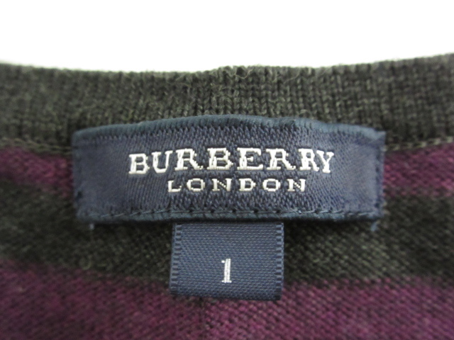 *rz0507 Burberry London border short sleeves knitted purple / gray lady's 1 BURBERRY LONDON tops for women purple free shipping 