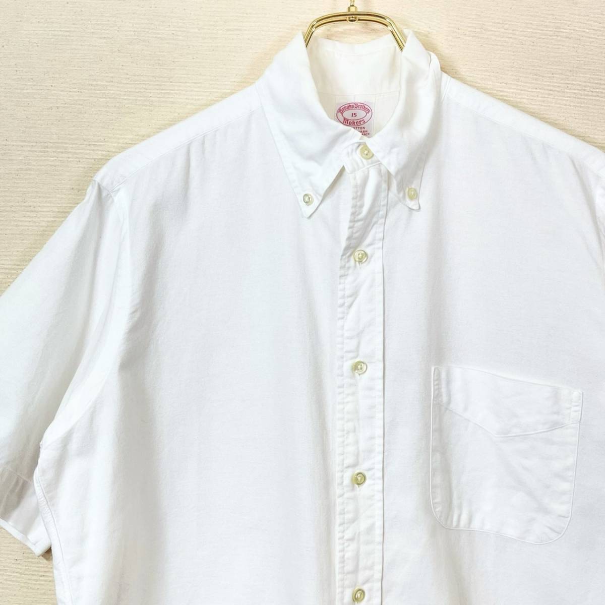 希少《 Good Condition / Short sleeve / 15 》90s 極上品【 Brooks Brothers ビンテージ 白 オックスフォード BD 半袖シャツ アメリカ製】の画像1