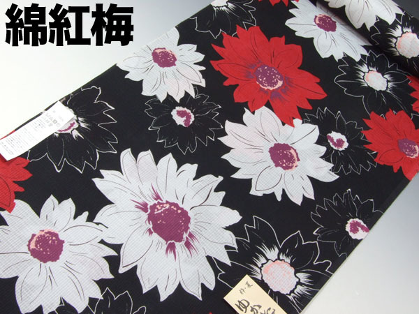 ★TSUNET【新品】綿紅梅織り 浴衣地 ゆかた地 日本製 510