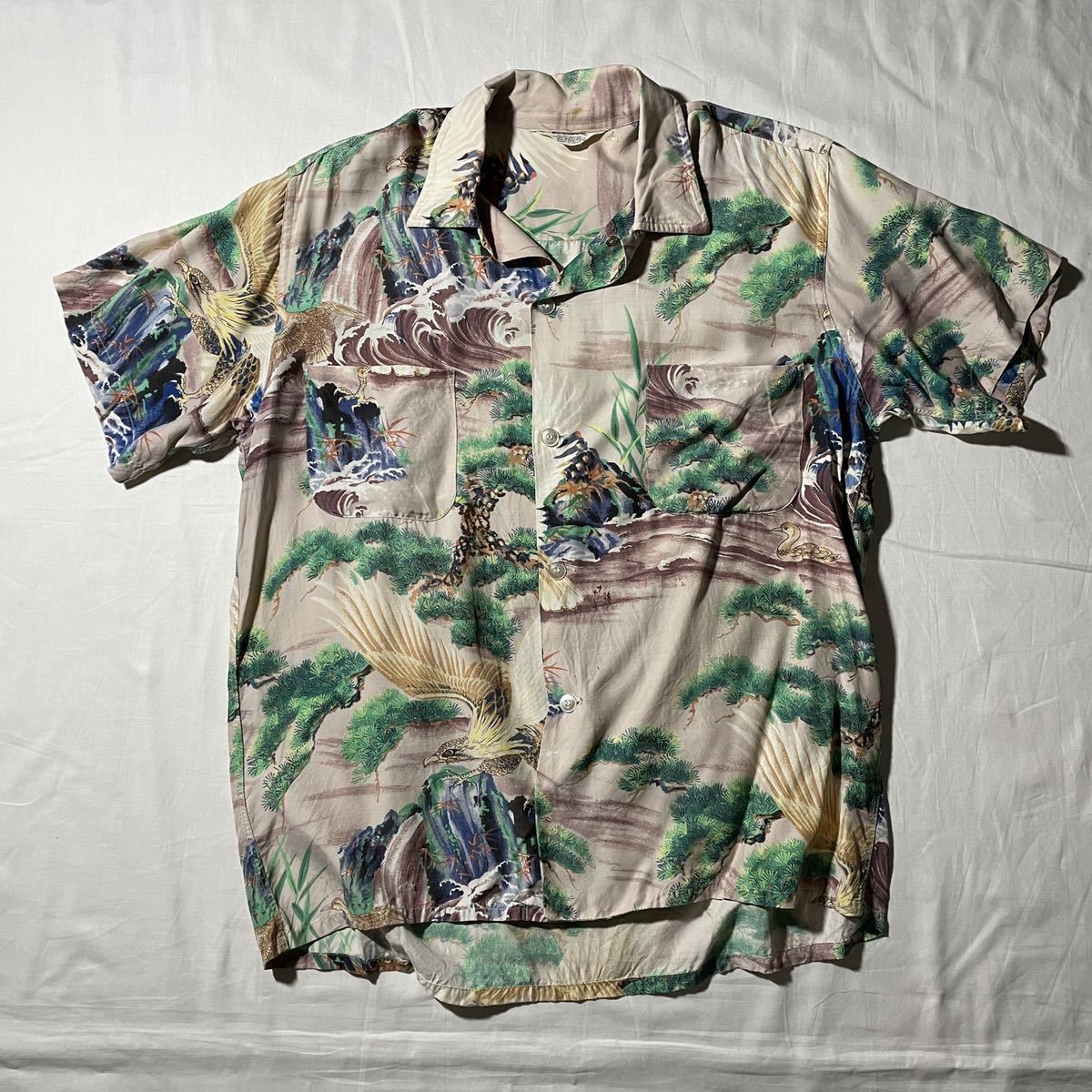 ビンテージ 50s 40s 和柄 ハワイアンシャツ vintage アロハシャツ-