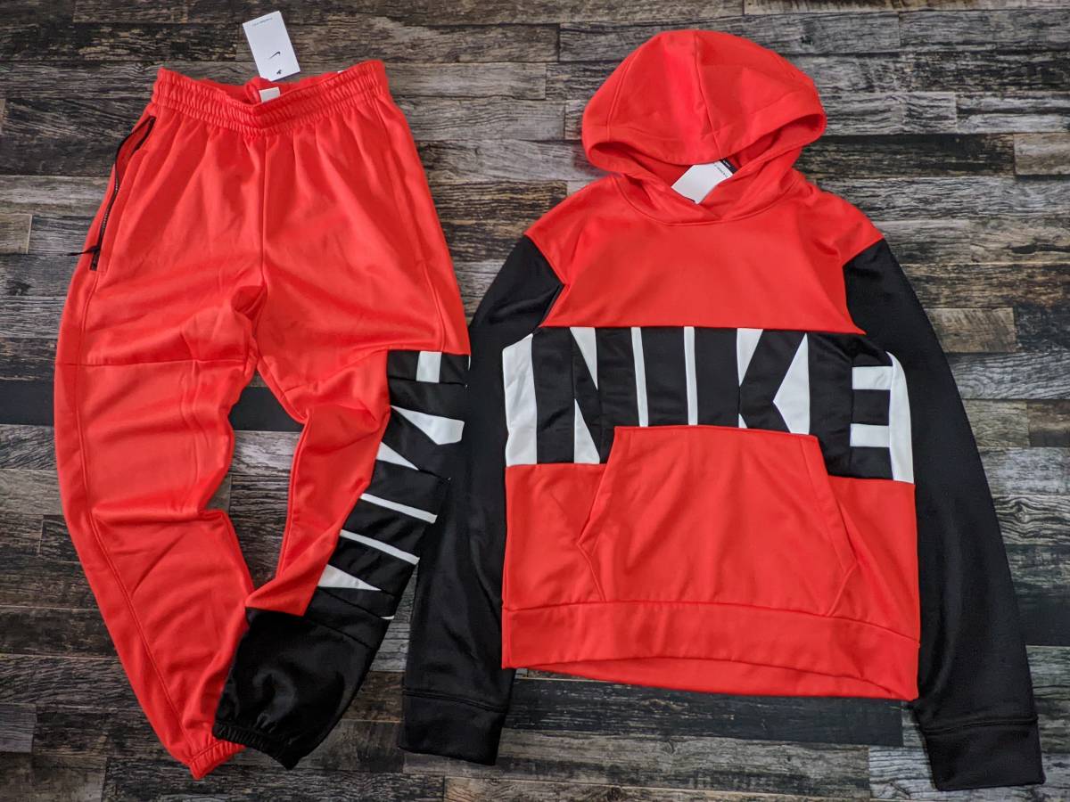  remainder little M NIKE big Logo fleece top and bottom set inspection TF starting 5 Parker f-ti pants training basketball red / red / black / white 