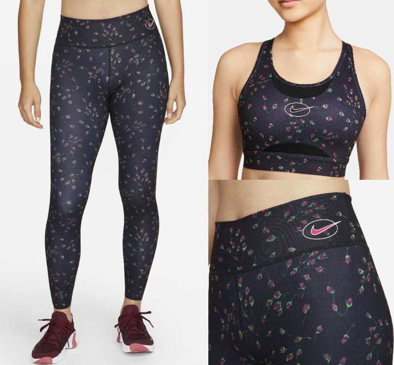 M Nike Floral Bra Top Top Top Up и ноги осмотр Aop Botanical Flower Patter