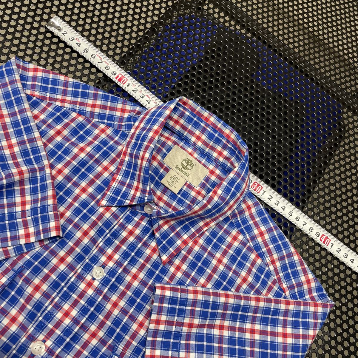 ティンバーランド timberland 半袖 チェックシャツ Sサイズ ブルー 青 半袖シャツ チェック柄_画像5
