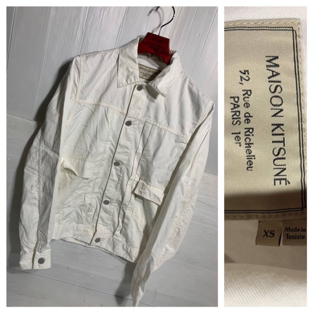 MAISON KITSTUNE mezzo n fox chunijia made LEVI\'S 507XX Second manner design pleat jacket white XS SM degree white 