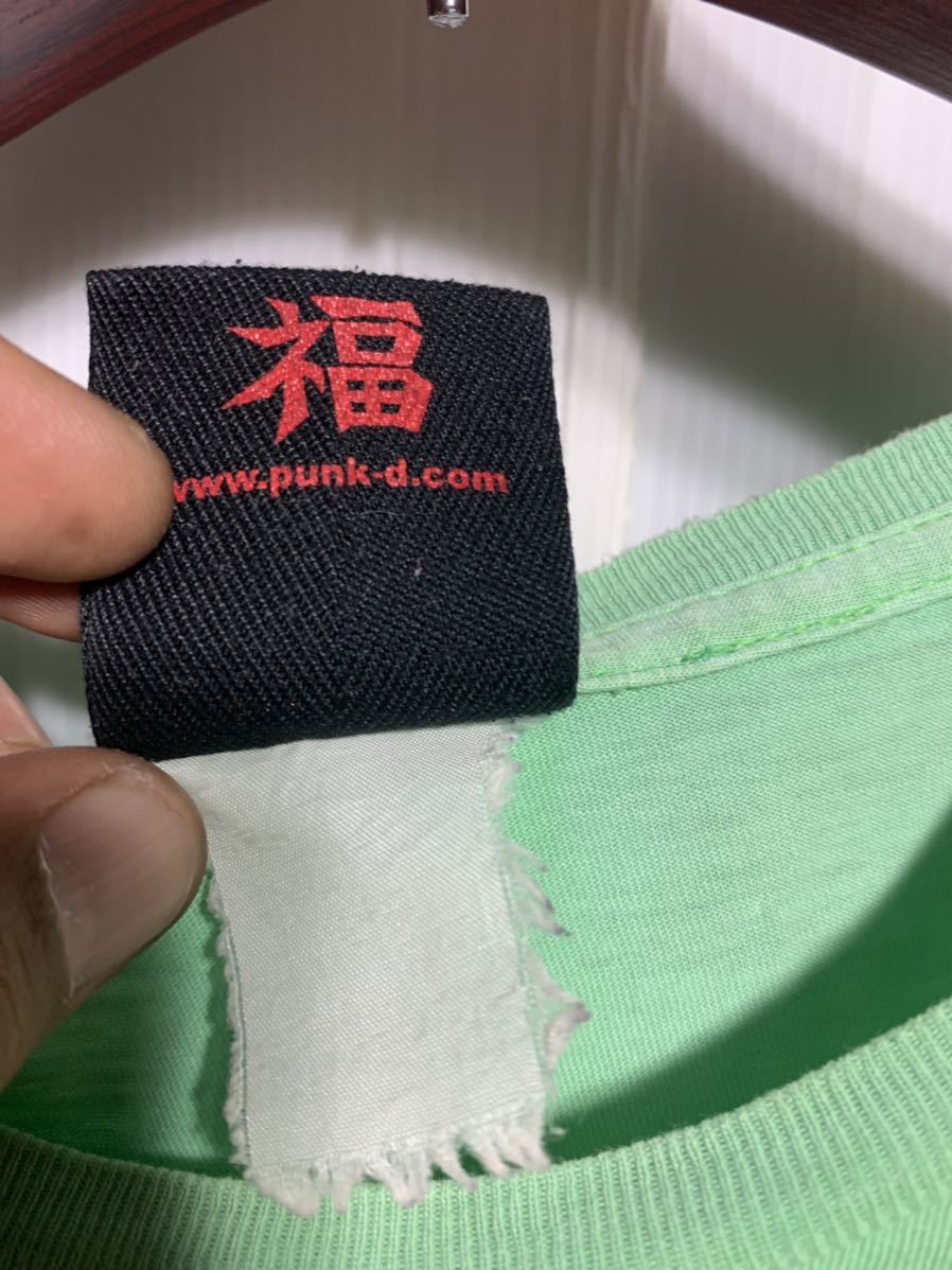 PUNKDRUNKERS パンクドランカーズ　PUNK DRUNKERS デカロゴ ×スカル　ドクロ　ガイコツ　Tシャツ　緑　グリーン_画像7
