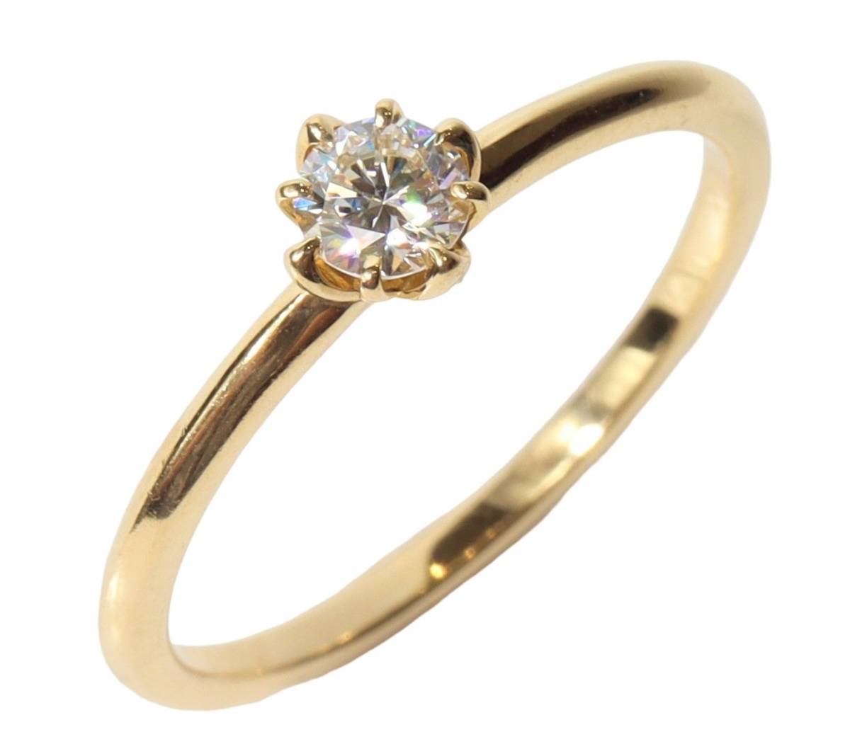 Ahkah Archer K18yg одно зерновое бриллиантовое кольцо 1P 0,15CT 9 18 Золото -желтое золото аксессуары кольца