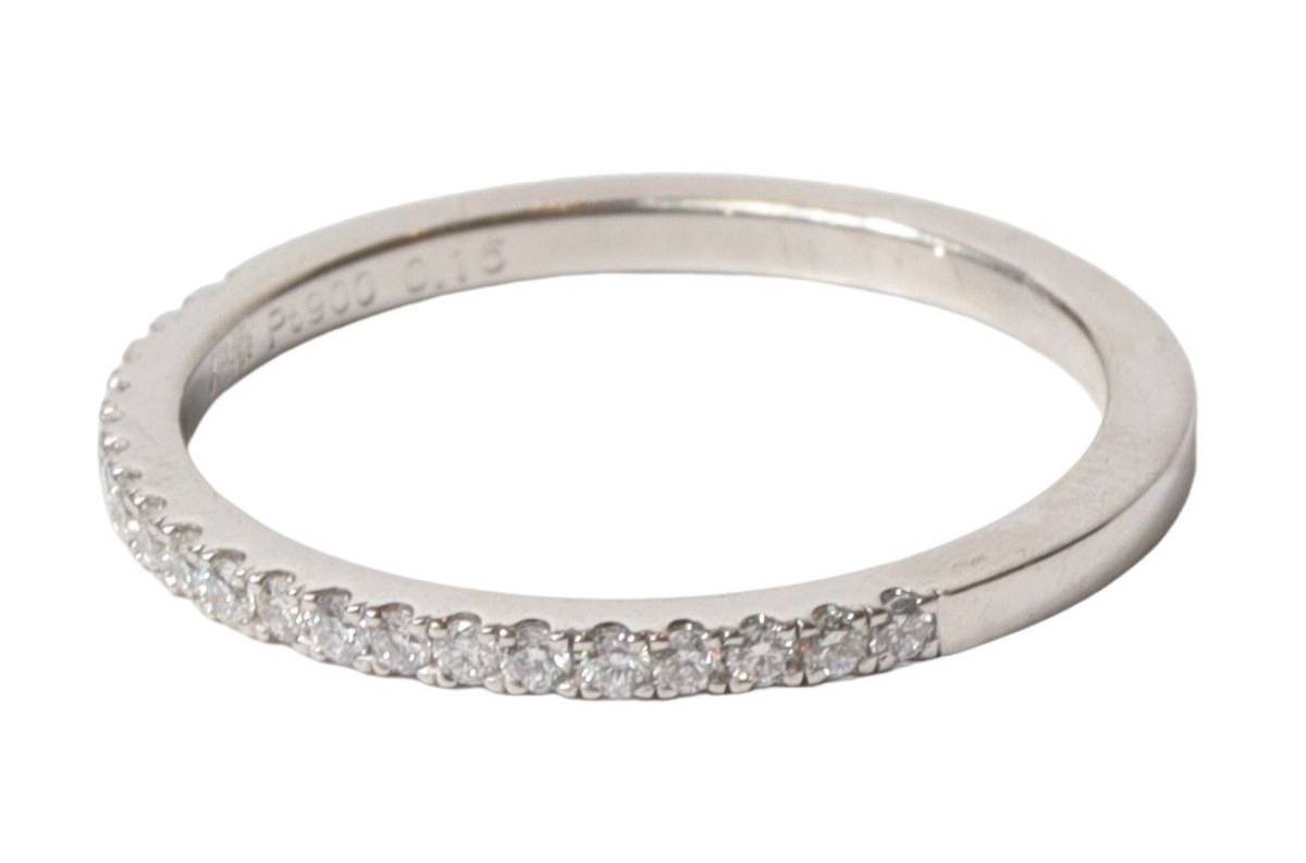 AHKAH Ahkah Pt900tina half Eternity ring diamond 0.16ct 9 number platinum ring accessory 