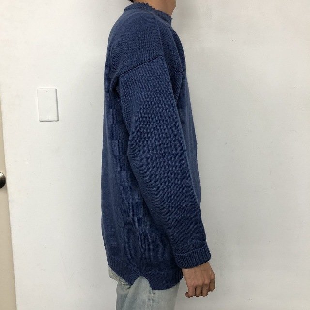 【値下げ対象外】 Guernsey Sweater Blue ビンテージ ガンジーセーター ウール アウター 古着 青 大きめ ゆったり アンカー柄_画像3